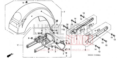 REAR FENDER/GRAB RAIL VT750CA7 de 2007